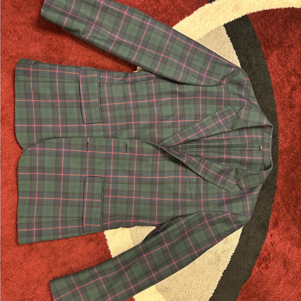 J Crew Men’s Green And Red Plaid Blazer 38s Nwt